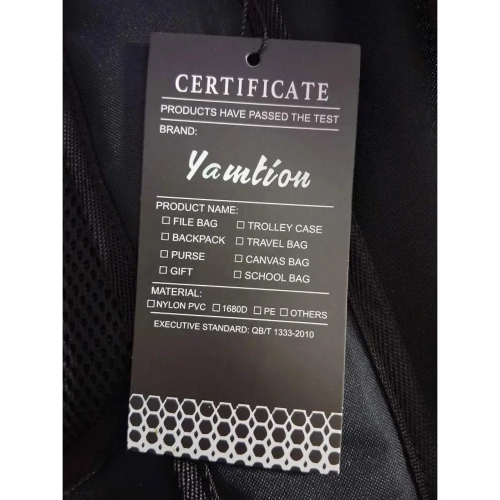 Yamtion Laptop Backpack Black 1680D Nylon School Travel Bag with USB Port NWT